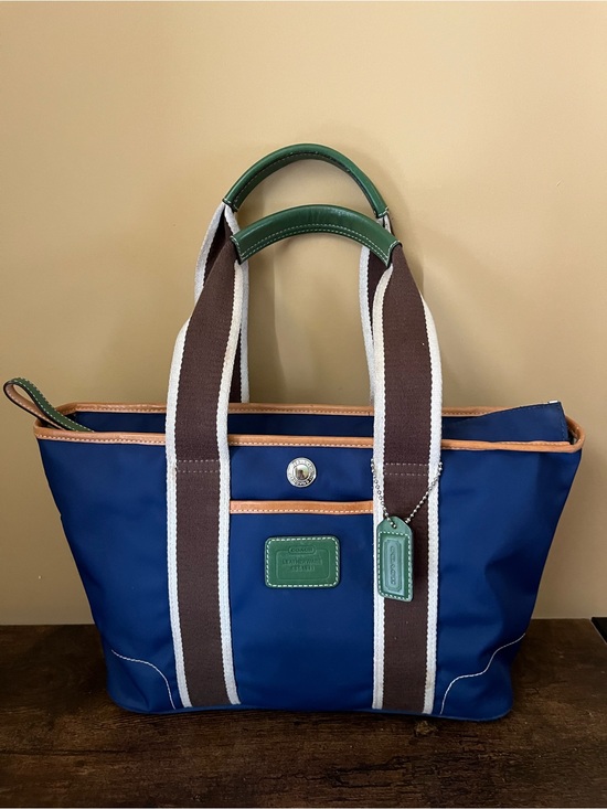 Coach Handbags - Vintage Coach Weekend Mini Hampton Tote 6261 Purse Blue and Green